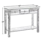 Console – Chêne antique et bleu sarcelle, accent élégant pour entrée
