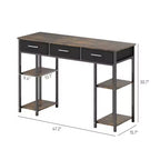 47 Petit Bureau d'Ordinateur, Bureau d'Écriture avec Tiroirs en Tissu, Bureau à Domicile avec Étagères Réglables