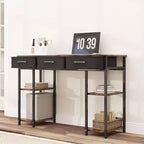 47 Petit Bureau d'Ordinateur, Bureau d'Écriture avec Tiroirs en Tissu, Bureau à Domicile avec Étagères Réglables