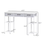 47 Petit Bureau d'Ordinateur, Bureau d'Écriture avec Tiroirs en Tissu, Bureau à Domicile avec Étagères Réglables