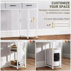 47 Petit Bureau d'Ordinateur, Bureau d'Écriture avec Tiroirs en Tissu, Bureau à Domicile avec Étagères Réglables
