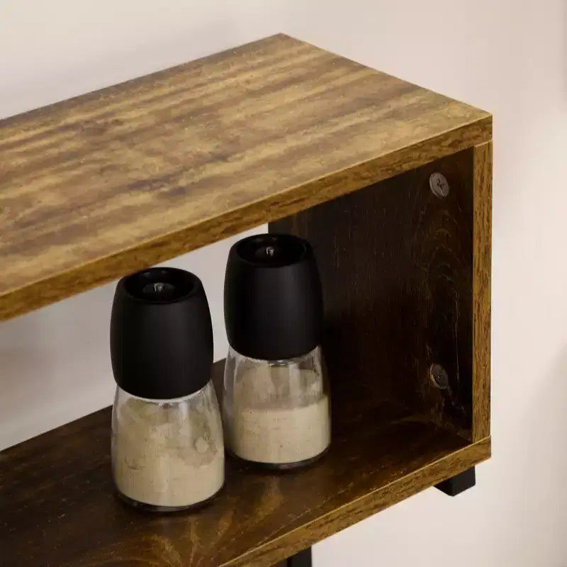 Étagère de cuisine pour boulanger avec prise de courant, chargeur USB, support de micro-ondes avec étagères réglables, 5 crochets pour épices, casseroles et poêles