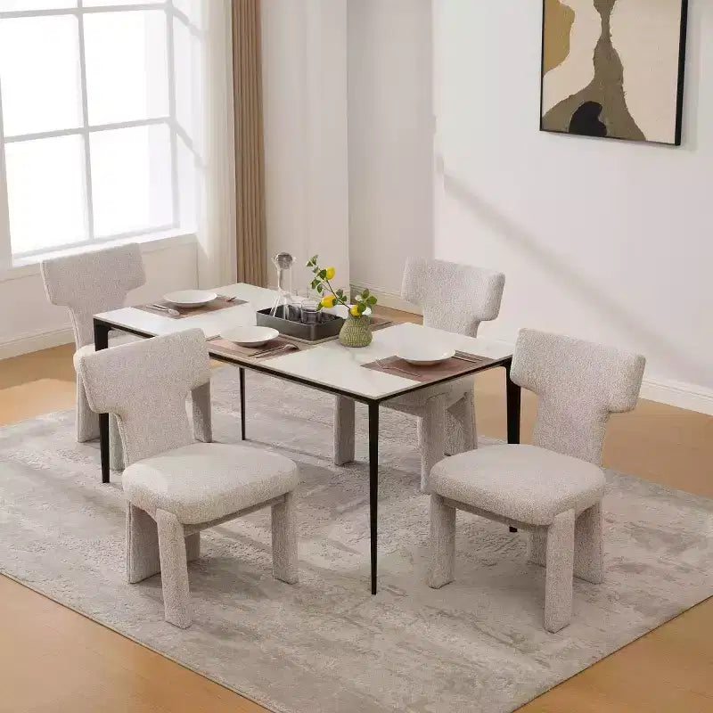 Lot de 4 chaises de salle à manger modernes rembourrées avec pieds en bois – Chaises d'appoint sans accoudoirs