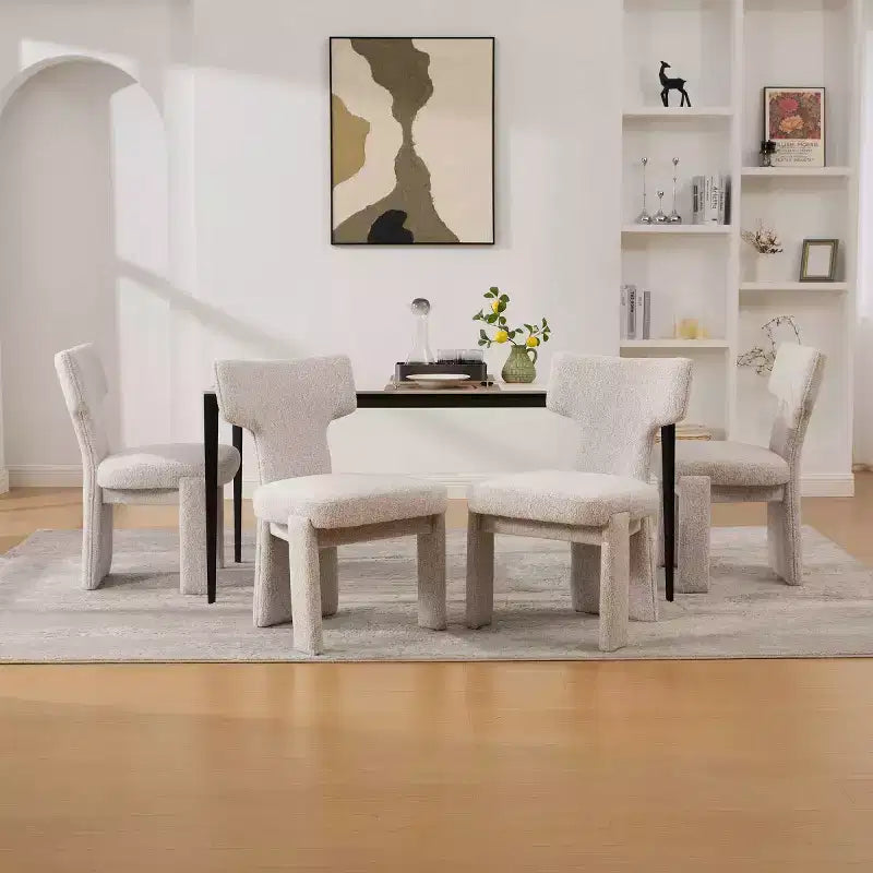 Lot de 4 chaises de salle à manger modernes rembourrées avec pieds en bois – Chaises d'appoint sans accoudoirs