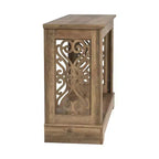 Console en chêne noueux avec panneaux latéraux découpés au laser – 107 cm (L) x 37,5 cm (P) x 74 cm (H)