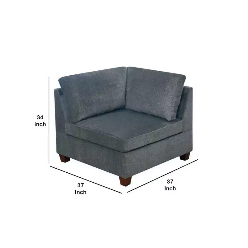 Siège d'angle compensé en bois rembourré de tissu de 37 po – Gris