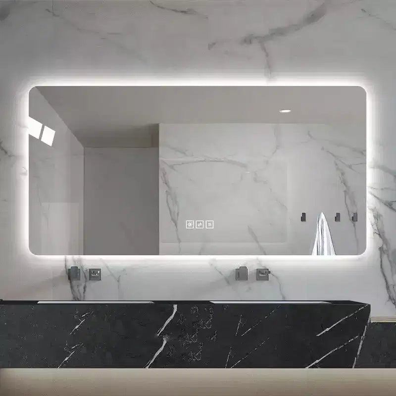 Miroir de courtoisie de salle de bain à LED de 28 x 60 pouces avec trois couleurs dimmables et fonction anti-buée à une touche
