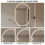 Miroir de courtoisie de salle de bain mural intelligent avec écran tactile LED, anti-buée, 48 x 30 pouces