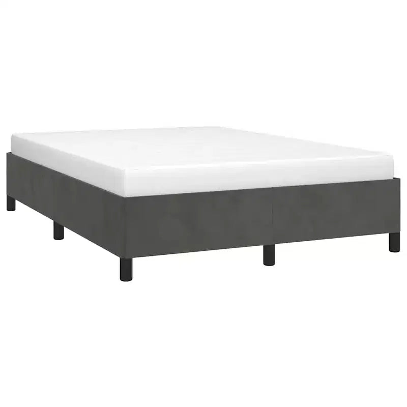 Cadre de lit Velours gris foncé (100 % polyester), Contreplaqué, Bois d'ingénierie