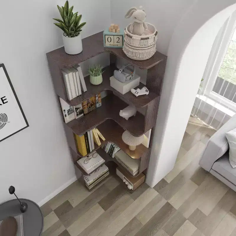 Étagère d'angle en forme de L à 6 niveaux avec dispositif anti-basculement – Affichage pour bureau à domicile