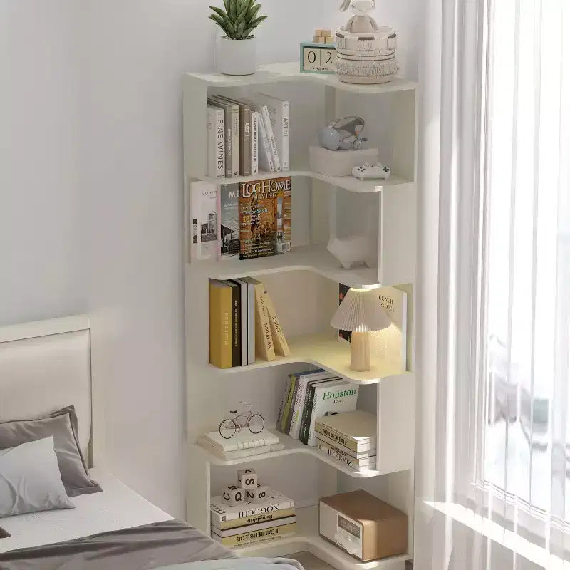 Étagère d'angle en forme de L à 6 niveaux avec dispositif anti-basculement – Affichage pour bureau à domicile