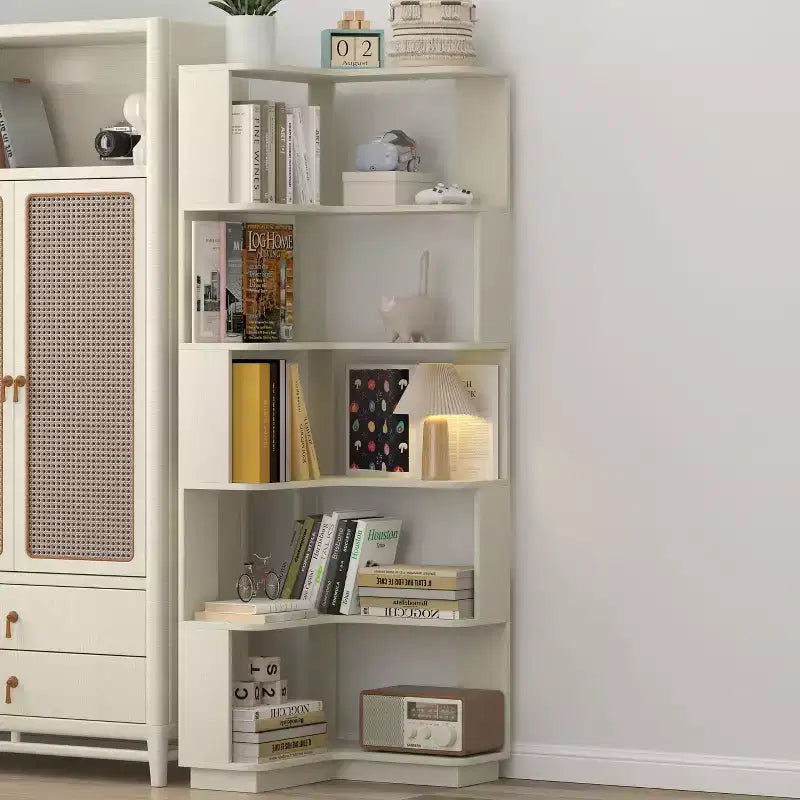 Étagère d'angle en forme de L à 6 niveaux avec dispositif anti-basculement – Affichage pour bureau à domicile