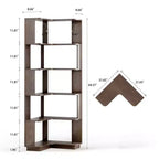 Étagère d'angle en forme de L à 6 niveaux avec dispositif anti-basculement – Affichage pour bureau à domicile