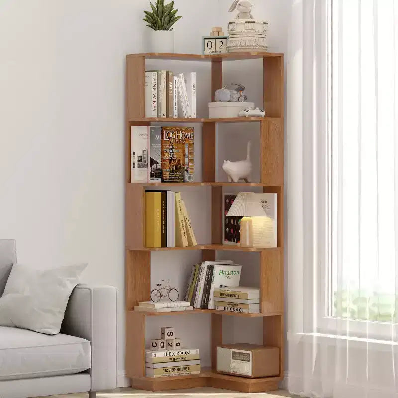 Étagère d'angle en forme de L à 6 niveaux avec dispositif anti-basculement – Affichage pour bureau à domicile