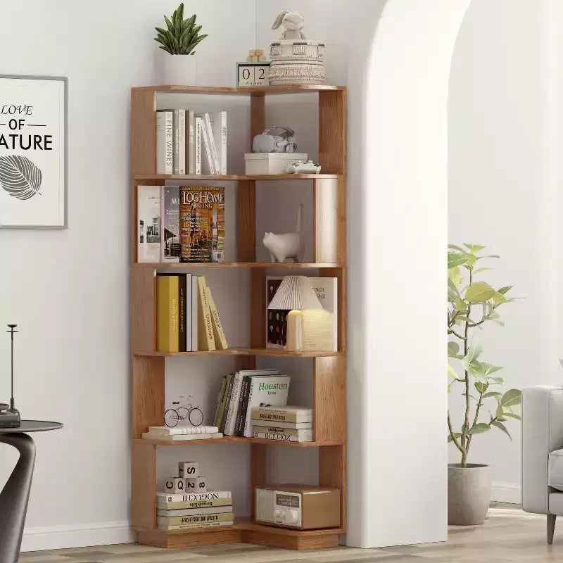Étagère d'angle en forme de L à 6 niveaux avec dispositif anti-basculement – Affichage pour bureau à domicile