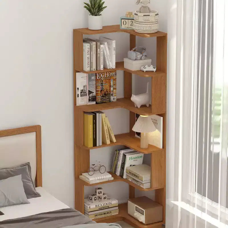 Étagère d'angle en forme de L à 6 niveaux avec dispositif anti-basculement – Affichage pour bureau à domicile