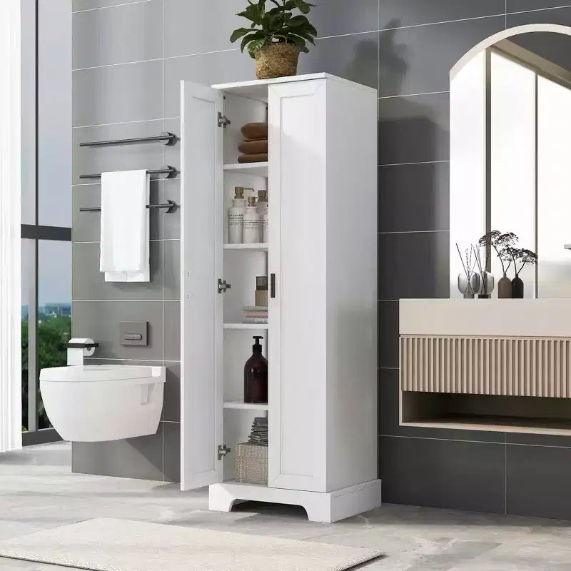 Armoire de rangement blanche 2 portes avec étagère réglable – Construction en MDF