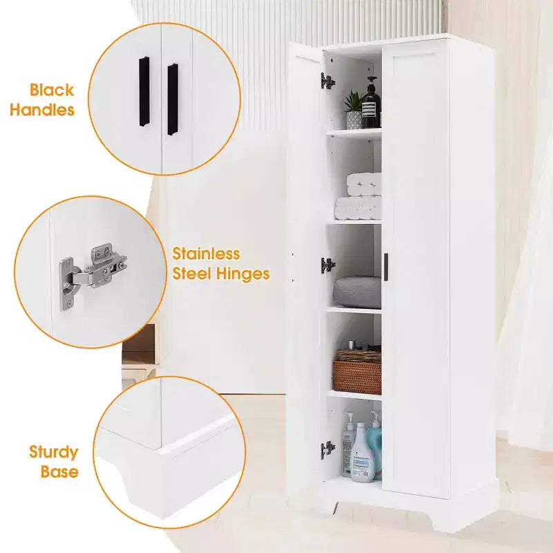 Armoire de rangement blanche 2 portes avec étagère réglable – Construction en MDF