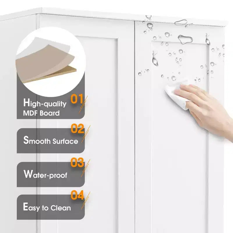 Armoire de rangement blanche 2 portes avec étagère réglable – Construction en MDF