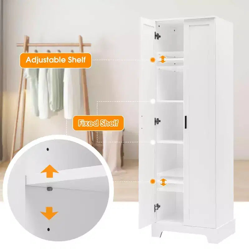 Armoire de rangement blanche 2 portes avec étagère réglable – Construction en MDF