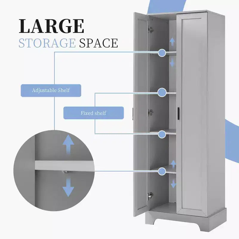 Armoire de rangement blanche 2 portes avec étagère réglable – Construction en MDF