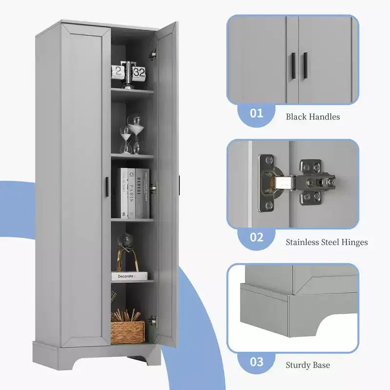 Armoire de rangement blanche 2 portes avec étagère réglable – Construction en MDF