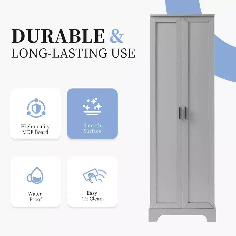 Armoire de rangement blanche 2 portes avec étagère réglable – Construction en MDF