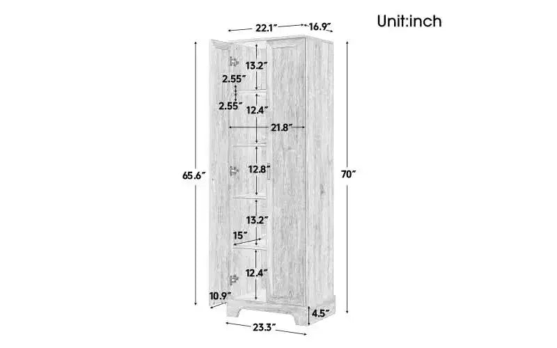Armoire de rangement blanche 2 portes avec étagère réglable – Construction en MDF