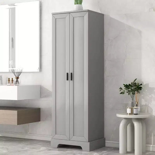 MAYEERTY White Storage Cabinet 2 Doors Adjustable Shelf MDF