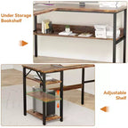 Bureau d'angle en L de 119 cm avec rangement, prise de courant et ports USB – Conception réversible