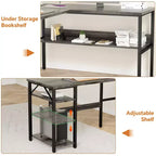 Bureau d'angle en L de 119 cm avec rangement, prise de courant et ports USB – Conception réversible