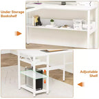 Bureau d'angle en L de 119 cm avec rangement, prise de courant et ports USB – Conception réversible