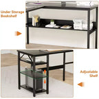 Bureau d'angle en L de 119 cm avec rangement, prise de courant et ports USB – Conception réversible