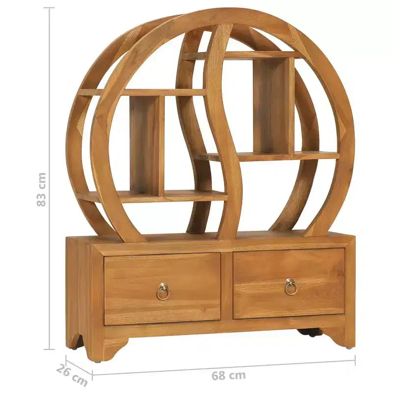 Meuble de rangement pour couloir avec étagère Yin Yang – Bois de teck massif