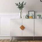 Buffet en bois massif avec 4 portes et double rangement – Poignées carrées