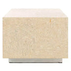 Table basse rectangulaire – Plateau en bois naturel, piètement en métal thermolaqué argenté