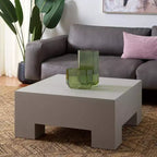Table basse carrée – Oxyde de magnésium, design tambour sculptural, aucun assemblage requis