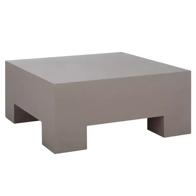 Table basse carrée – Oxyde de magnésium, design tambour sculptural, aucun assemblage requis