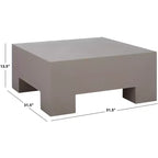 Table basse carrée – Oxyde de magnésium, design tambour sculptural, aucun assemblage requis