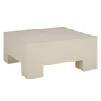 Table basse carrée – Oxyde de magnésium, design tambour sculptural, aucun assemblage requis