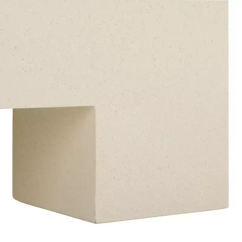Table basse carrée – Oxyde de magnésium, design tambour sculptural, aucun assemblage requis