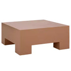 Table basse carrée – Oxyde de magnésium, design tambour sculptural, aucun assemblage requis