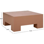 Table basse carrée – Oxyde de magnésium, design tambour sculptural, aucun assemblage requis
