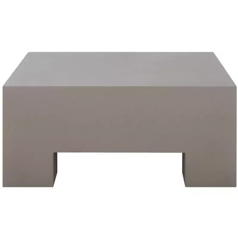 Table basse carrée – Oxyde de magnésium, design tambour sculptural, aucun assemblage requis