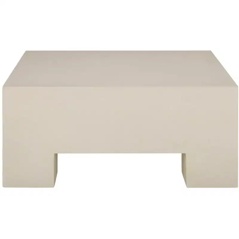 Table basse carrée – Oxyde de magnésium, design tambour sculptural, aucun assemblage requis