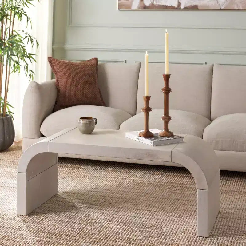 Table basse rectangulaire courbée – Bois et placage MDF, capacité de 20 kg
