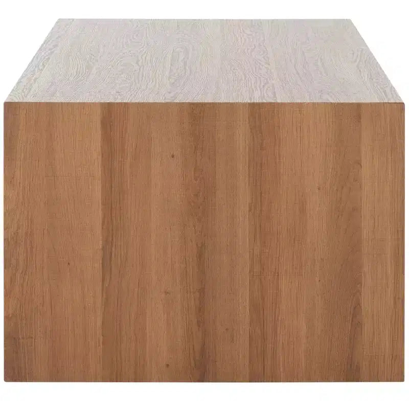Table basse rectangulaire – Plateau en placage de bois, piètement en métal blanc, capacité de 50 kg