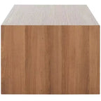 Table basse rectangulaire – Plateau en placage de bois, piètement en métal blanc, capacité de 50 kg
