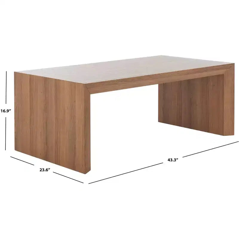 Table basse rectangulaire – Plateau en placage de bois, piètement en métal blanc, capacité de 50 kg