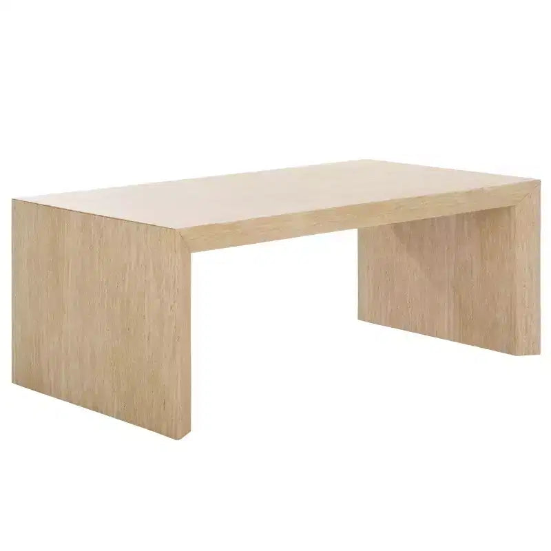 Table basse rectangulaire – Plateau en placage de bois, piètement en métal blanc, capacité de 50 kg
